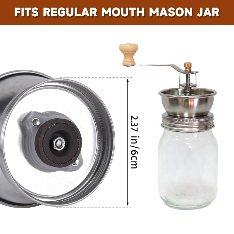 Manual Coffee Grinder Lid for Mason Jars – Adjustable & Portable