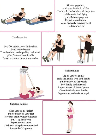 21 Fitness Resistance Bands-4 Tube Pedal Ankle Puller