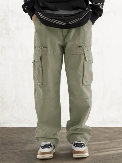 Men's fashionable drawstring flip flap pocket casual pants