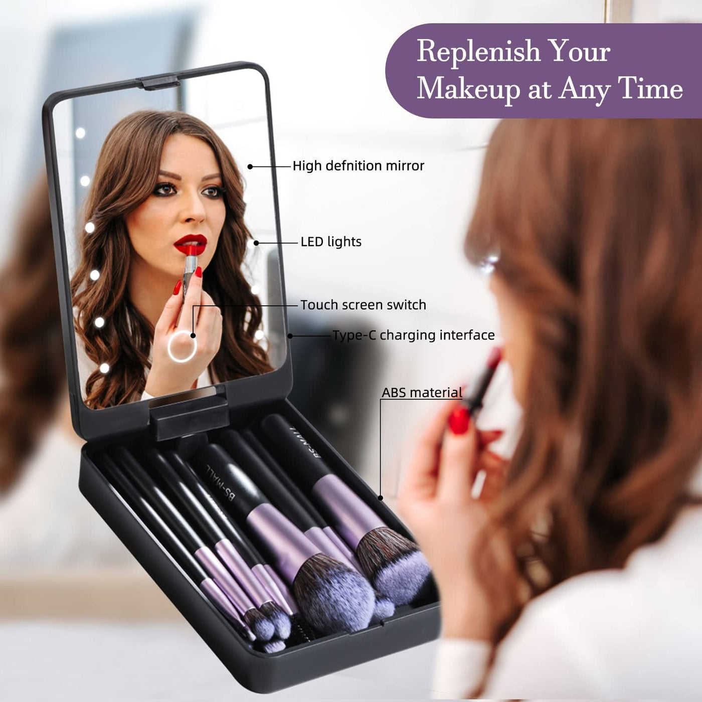🔥🔥Travel Makeup Brush Set  with LED light