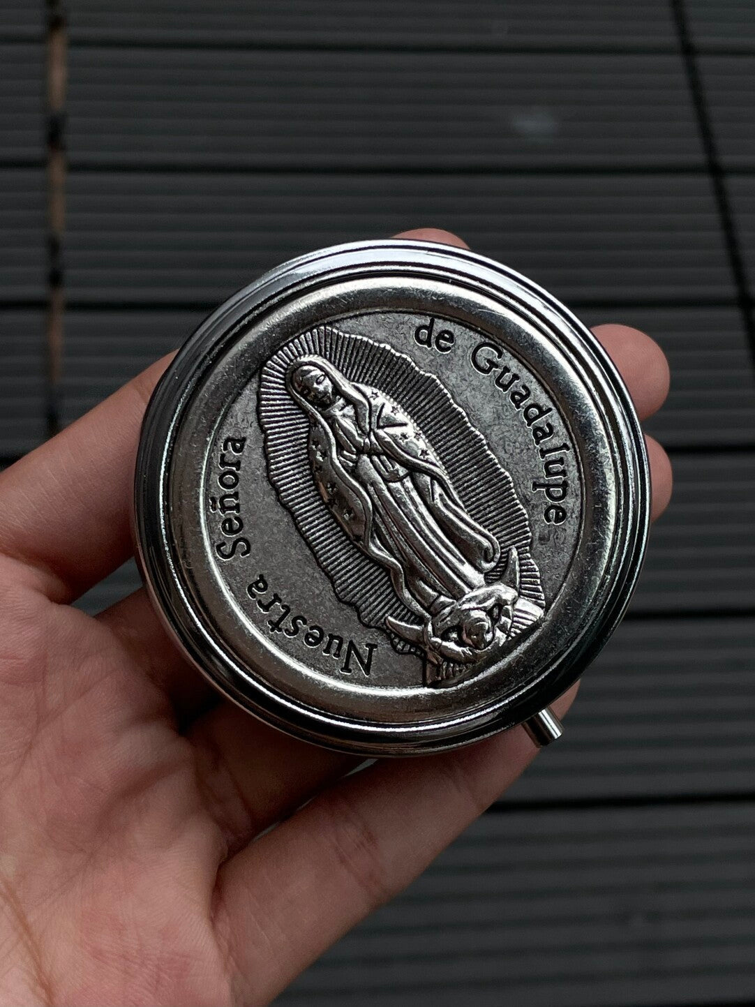 Handcrafted Virgin Mary Pill Box – Faith-Inspired Elegance