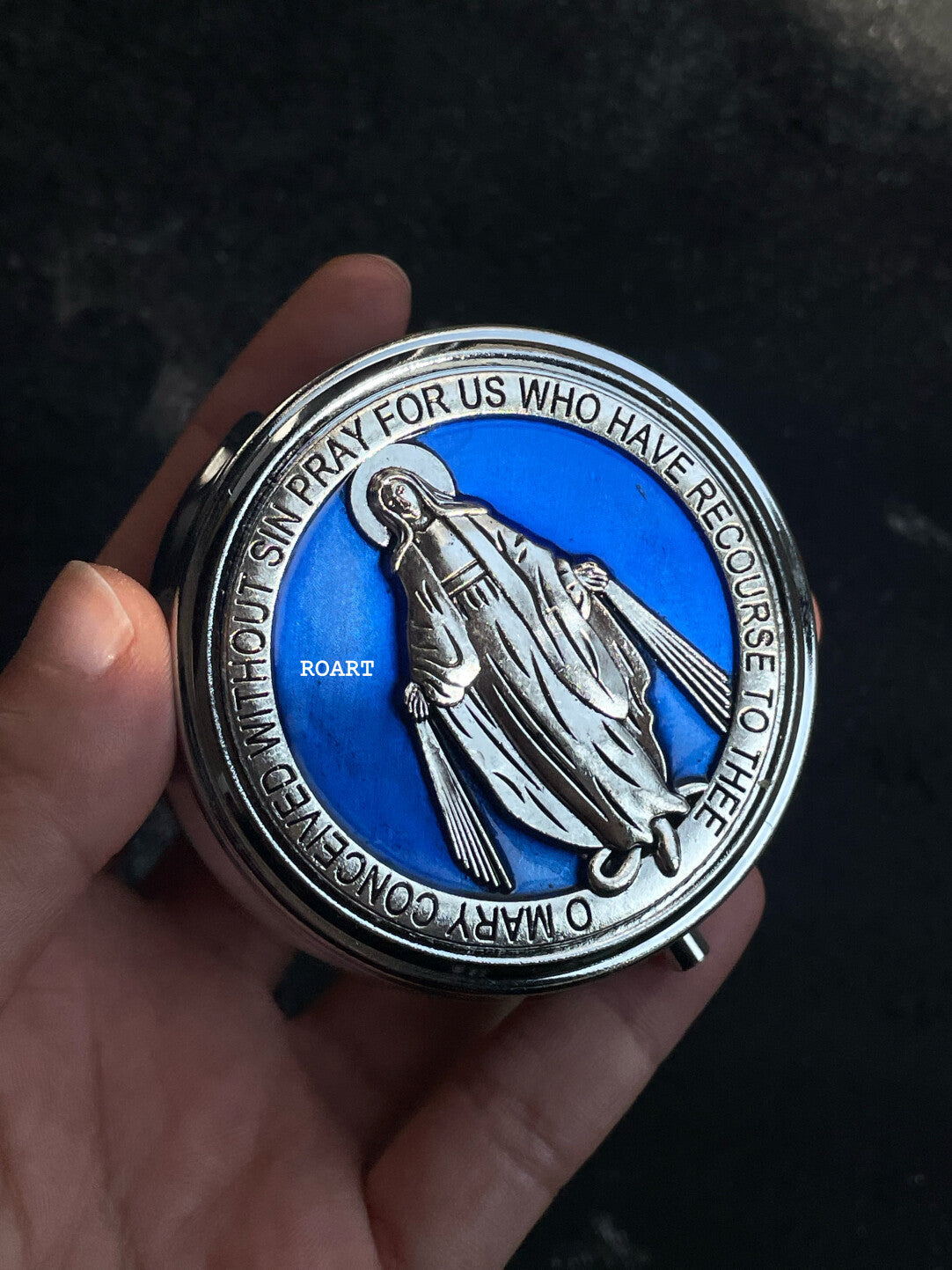 Handcrafted Virgin Mary Pill Box – Faith-Inspired Elegance