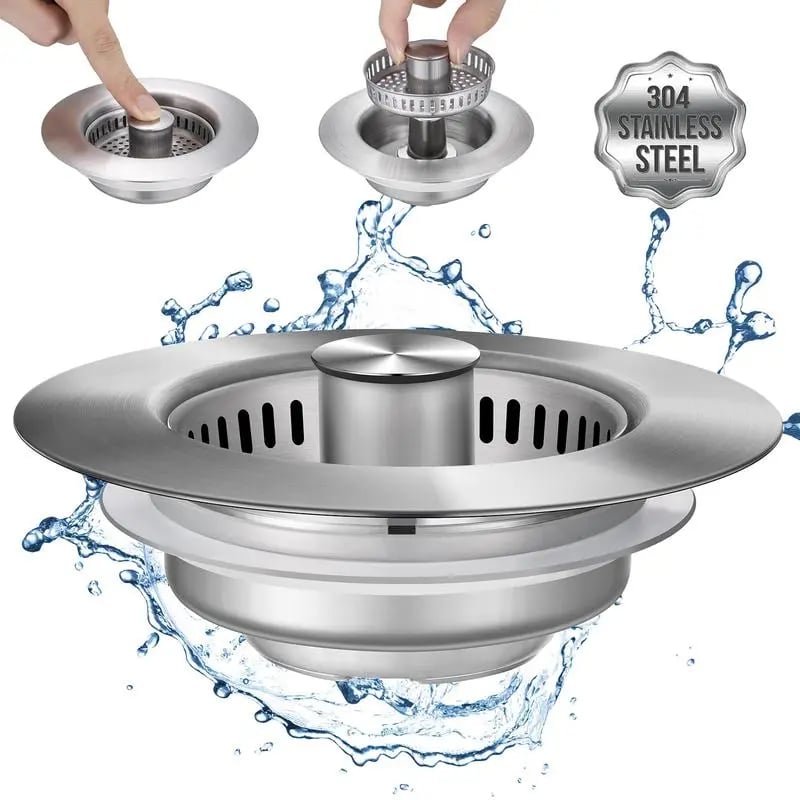 🔥3 in 1 Kitchen Sink Drain Strainer Kitchen Gadgets