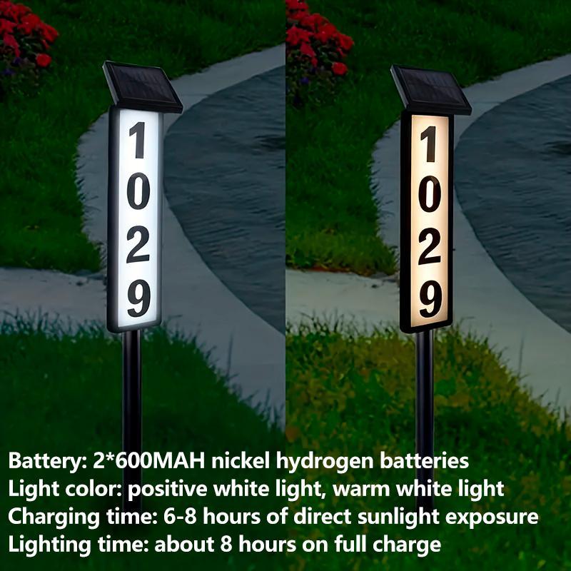 Solar-Powered Address Sign with Dual Lighting Modes