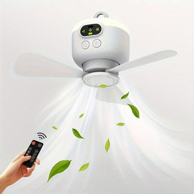 Rechargeable Portable Hanging Fan with LED Light