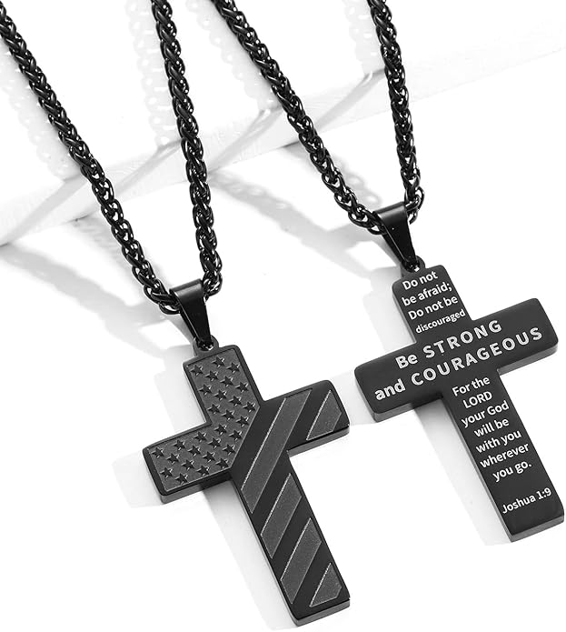 IronPride Cross American Flag Cross Necklace