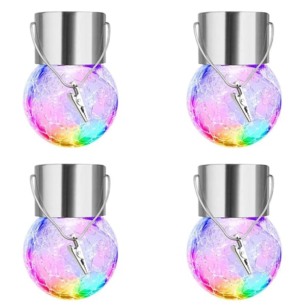 Multicolor Crackle Glass Hanging Solar Light