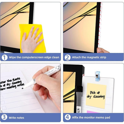 Magnetic Side Whiteboard for Monitors – Clip-On Dry-Erase & Note Holder