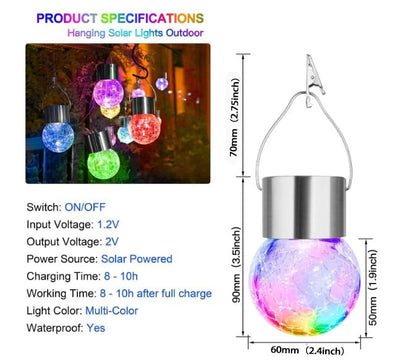 Multicolor Crackle Glass Hanging Solar Light
