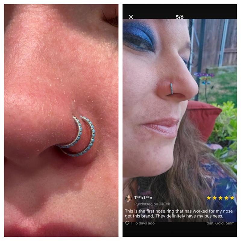 Turquoise Accent Hinged Nose Ring
