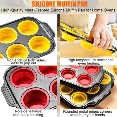 Press-Release Silicone Muffin Pan with Sturdy Metal Frame