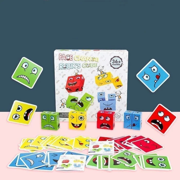 🎁2025 Parent-child Interactive Games Face-Changing Magic Cube Building Blocks