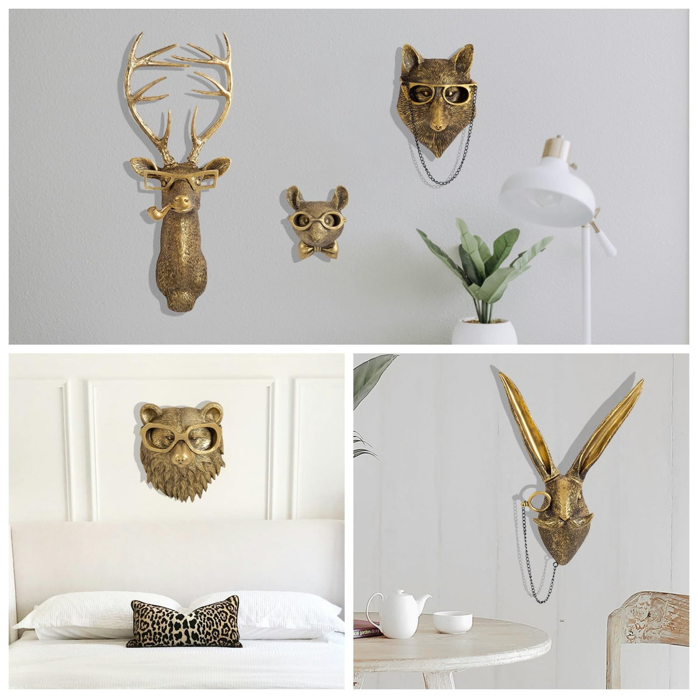 Elegant Animal Head Wall Sculptures