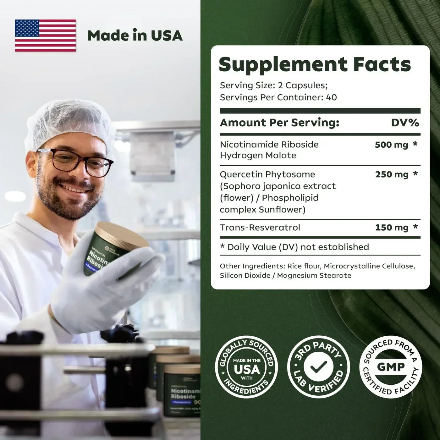 NAD+ Supplement for Skin Aging Support, Energy, and Focus