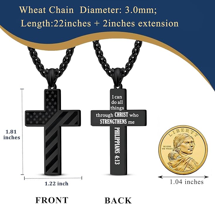 IronPride Cross American Flag Cross Necklace