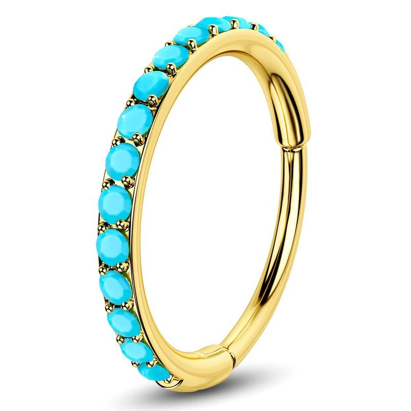 Turquoise Accent Hinged Nose Ring
