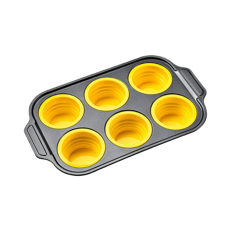 Press-Release Silicone Muffin Pan with Sturdy Metal Frame