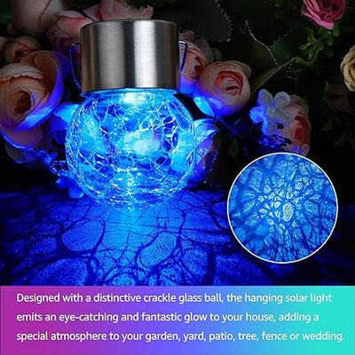 Multicolor Crackle Glass Hanging Solar Light