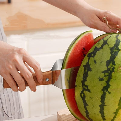 tri-blade watermelon slicer with wood handle