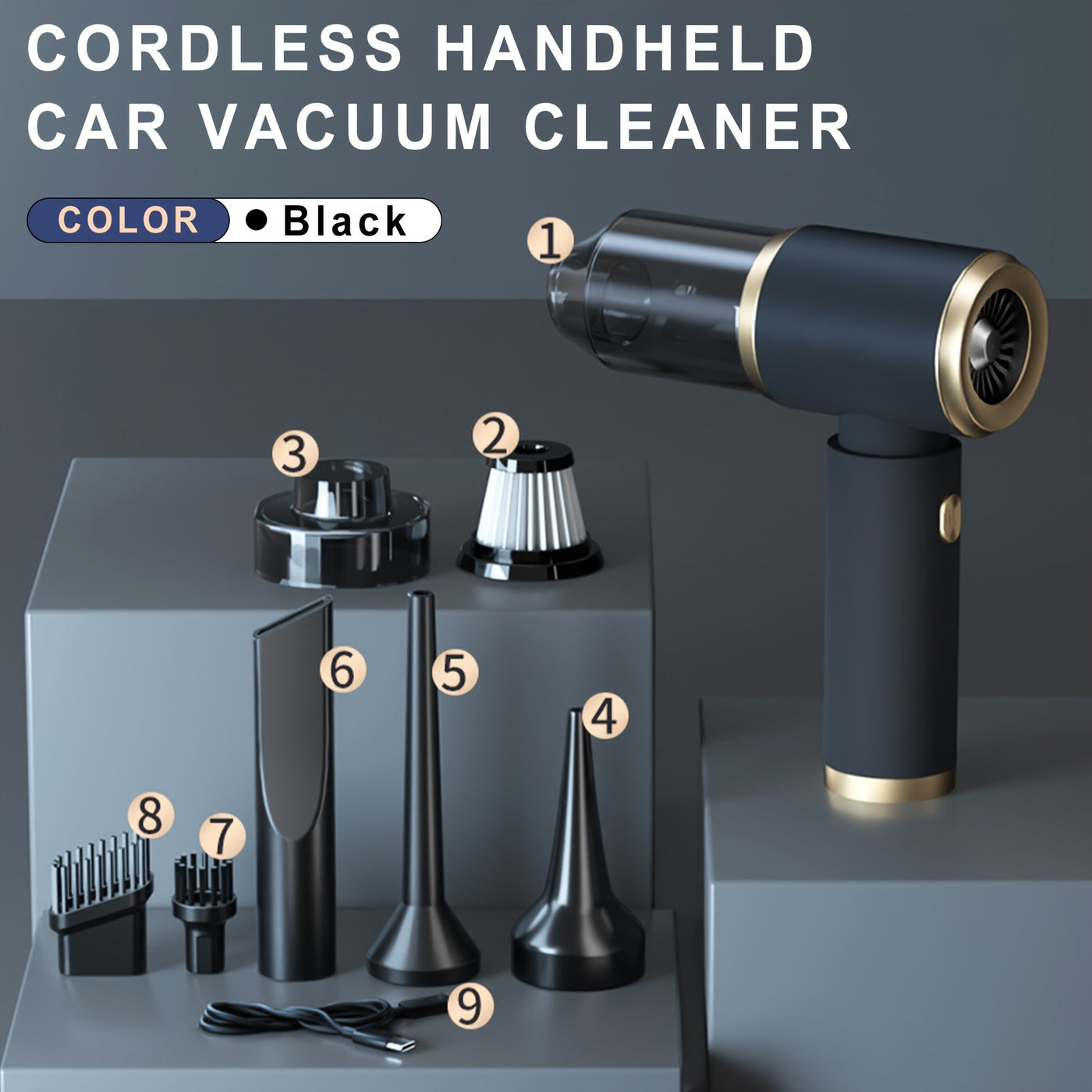 8-in-1 Cordless Handheld Car Vacuum Cleaner