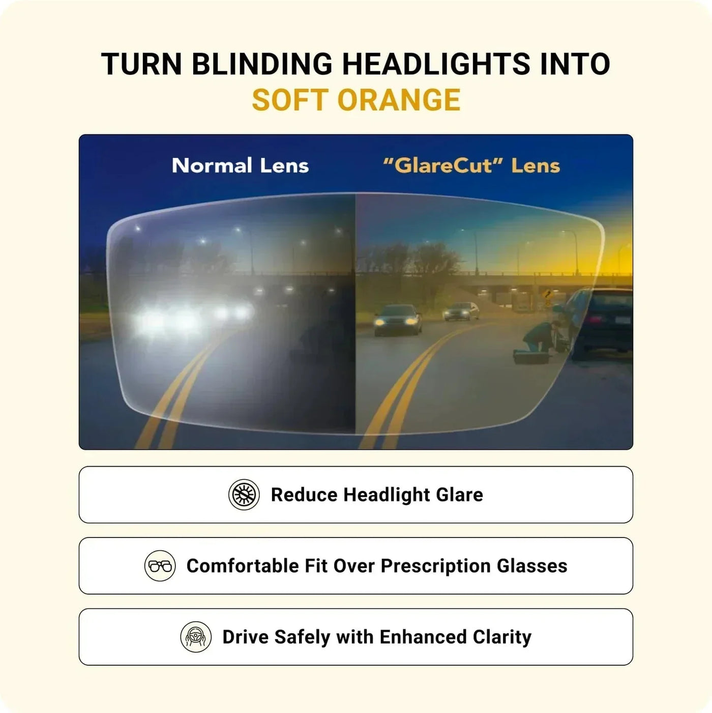Headlight Glasses - Night Driving Glasses for Glare-Free Vision