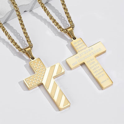 IronPride Cross American Flag Cross Necklace