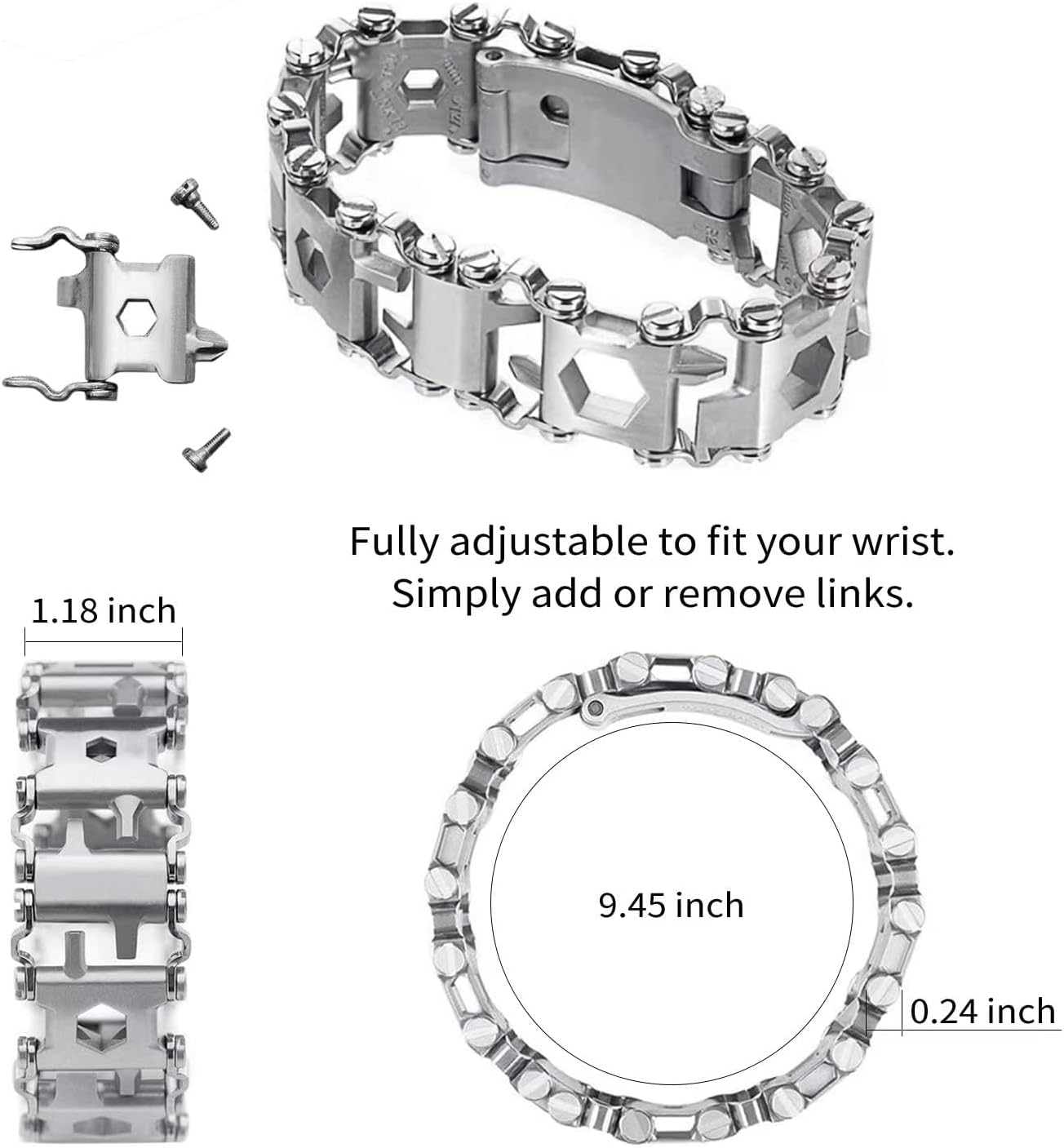 29-in-1 Stainless Steel Multitool Bracelet