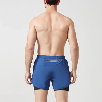 Men's 2 In 1 Running Shorts Quick Dry Gym Athletic Workout Shorts With Phone Pockets