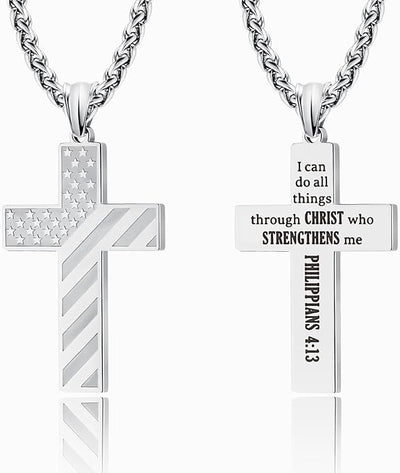 IronPride Cross American Flag Cross Necklace