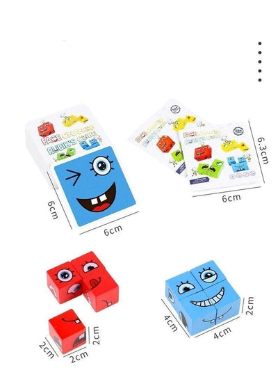 🎁2025 Parent-child Interactive Games Face-Changing Magic Cube Building Blocks