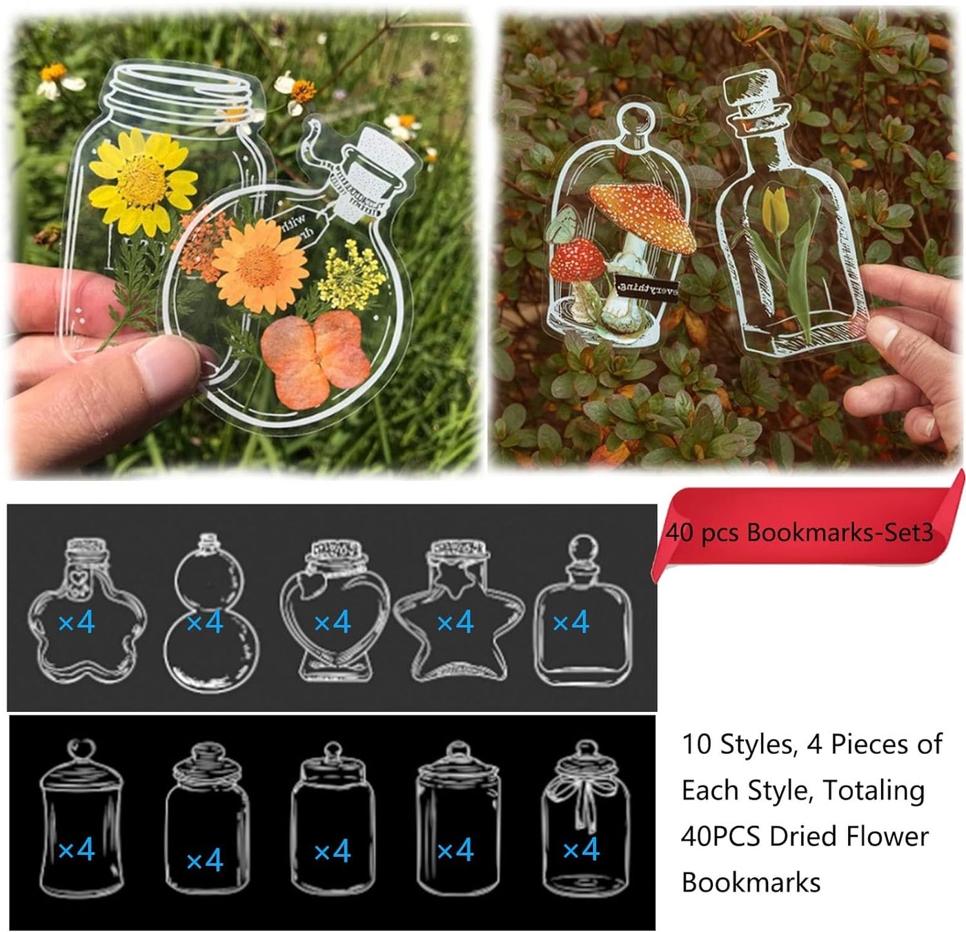 Woyuosn Transparent Dried Flower Bookmarks