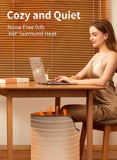 Compact and Silent 360° Personal Desk Heater with Safety Features