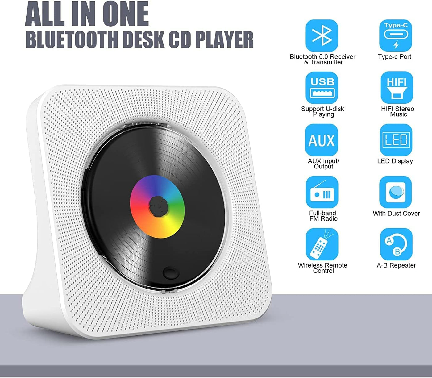 Portable Bluetooth Desktop CD Player