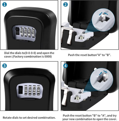Key Safe Wall Mounted-Key Lock Box with 4 Digit Combination