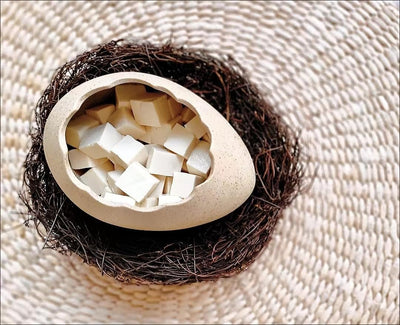 Eggshell Ceramic Bowl with Rattan Nest