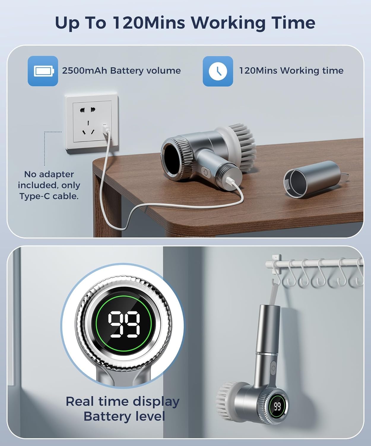 Electric Spin Scrubber, Cordless Cleaning Brush