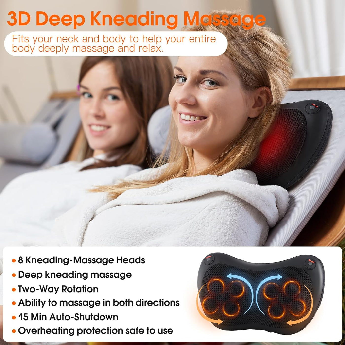 Neck Back Massager Pillow with Heat
