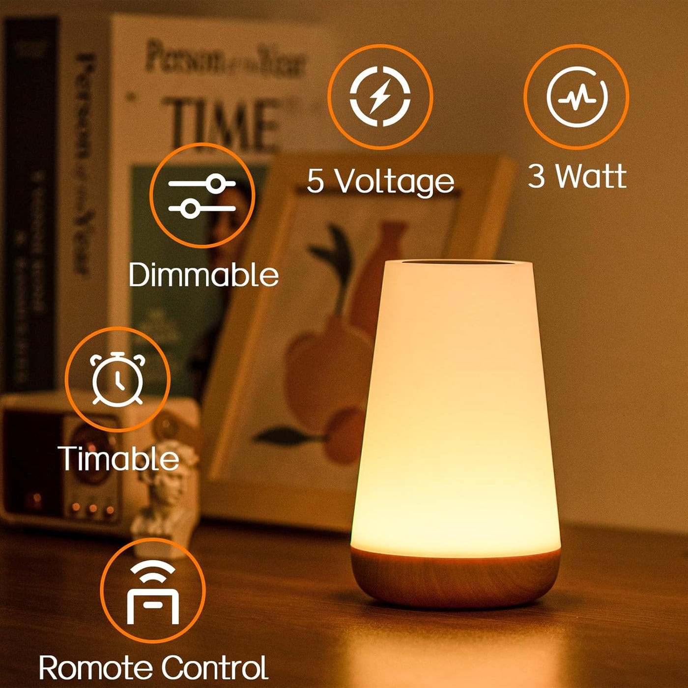 Night Light, LED Touch Bedside Table Lamp, 13 RGB Colours Changing