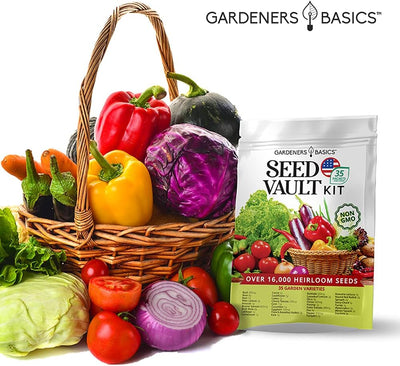 35-Variety Seed Vault Kit – Non-GMO Heirloom Seeds for Home Gardening and Emergency Preparedness