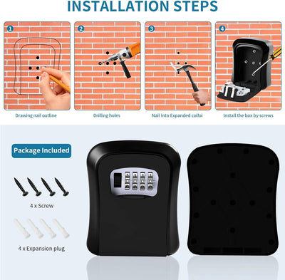 Key Safe Wall Mounted-Key Lock Box with 4 Digit Combination