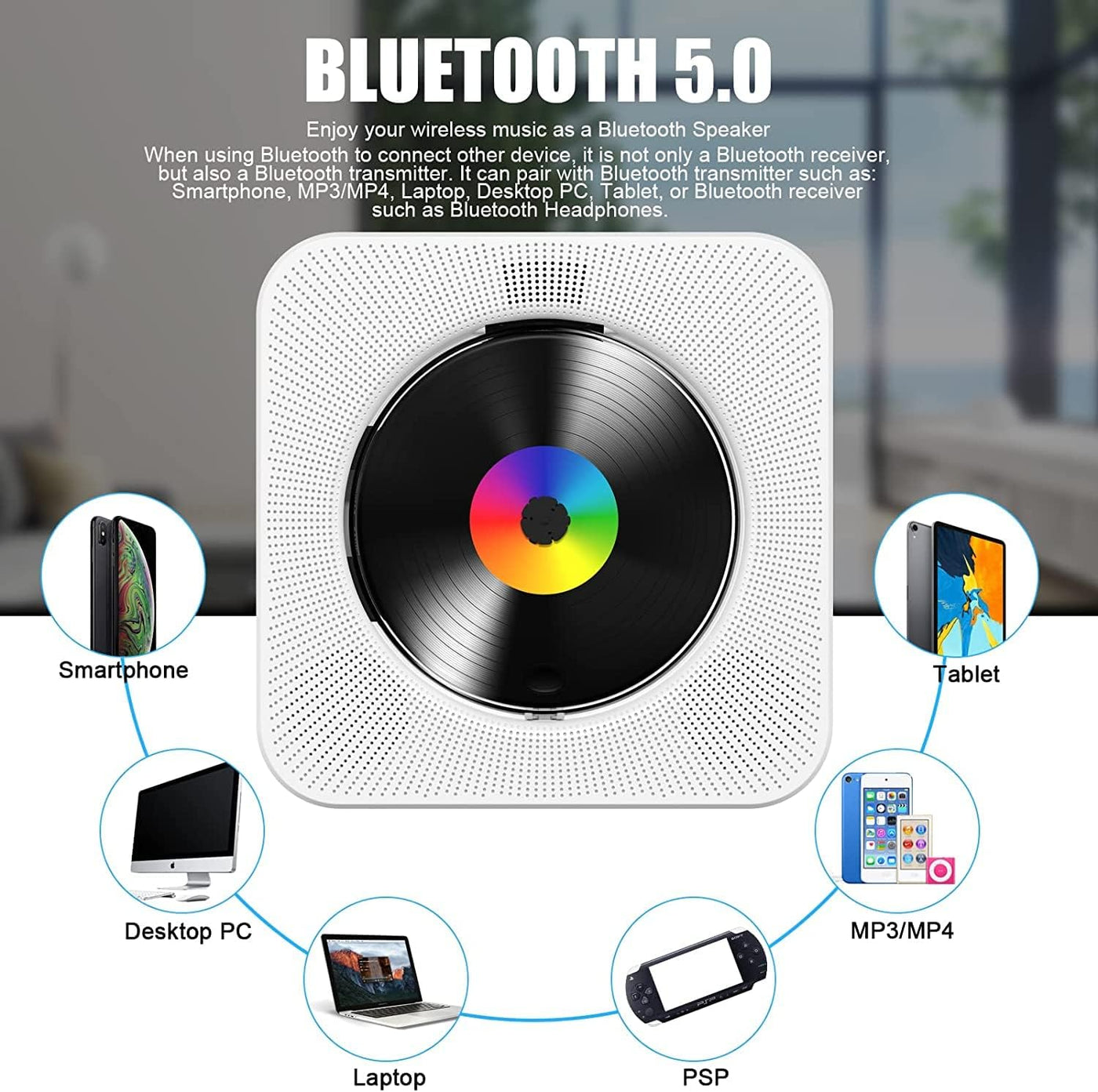 Portable Bluetooth Desktop CD Player