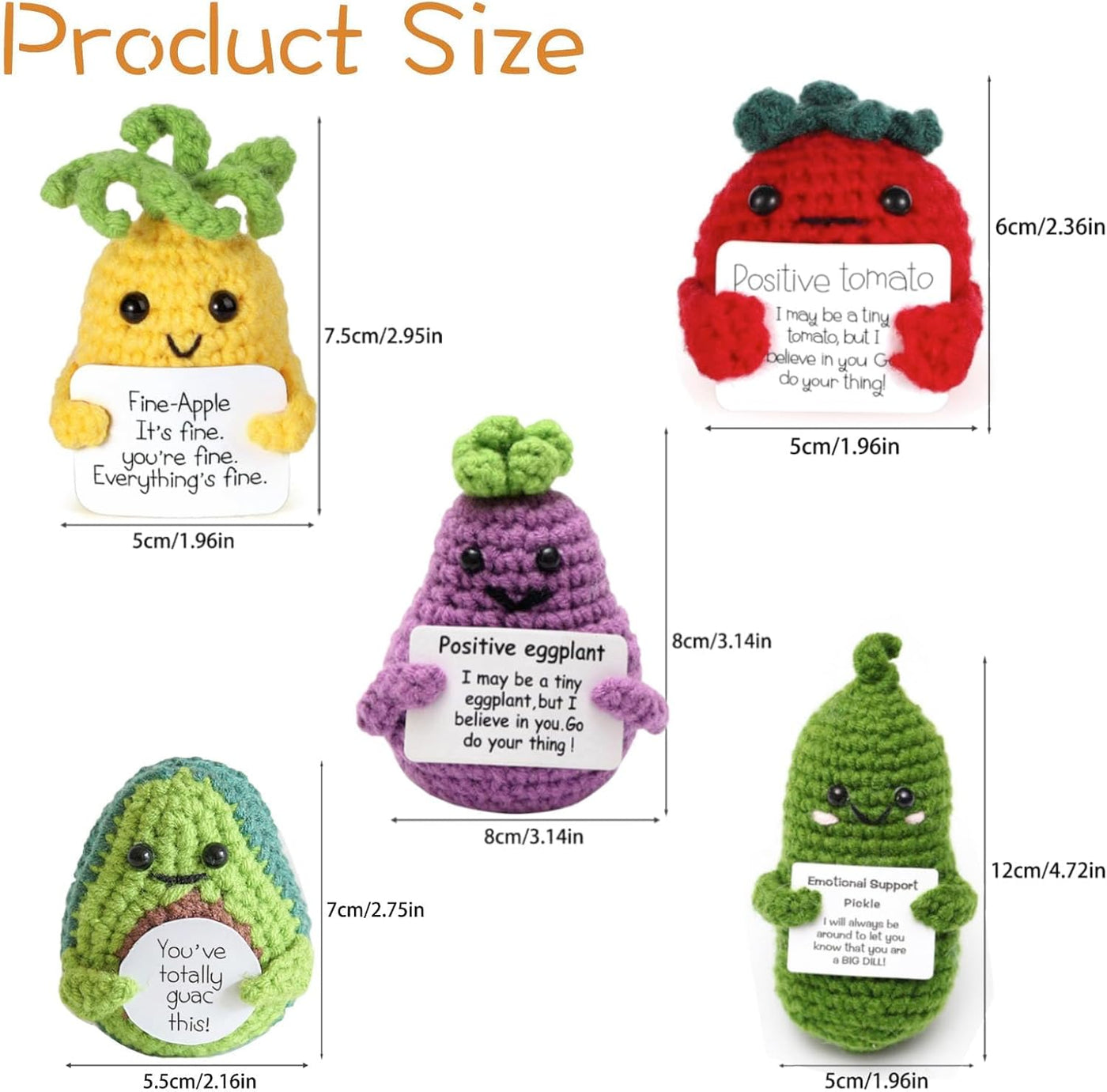 Crochet Positive Fruit,5 Pcs Funny Positive Fruit