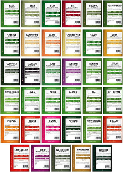 35-Variety Seed Vault Kit – Non-GMO Heirloom Seeds for Home Gardening and Emergency Preparedness
