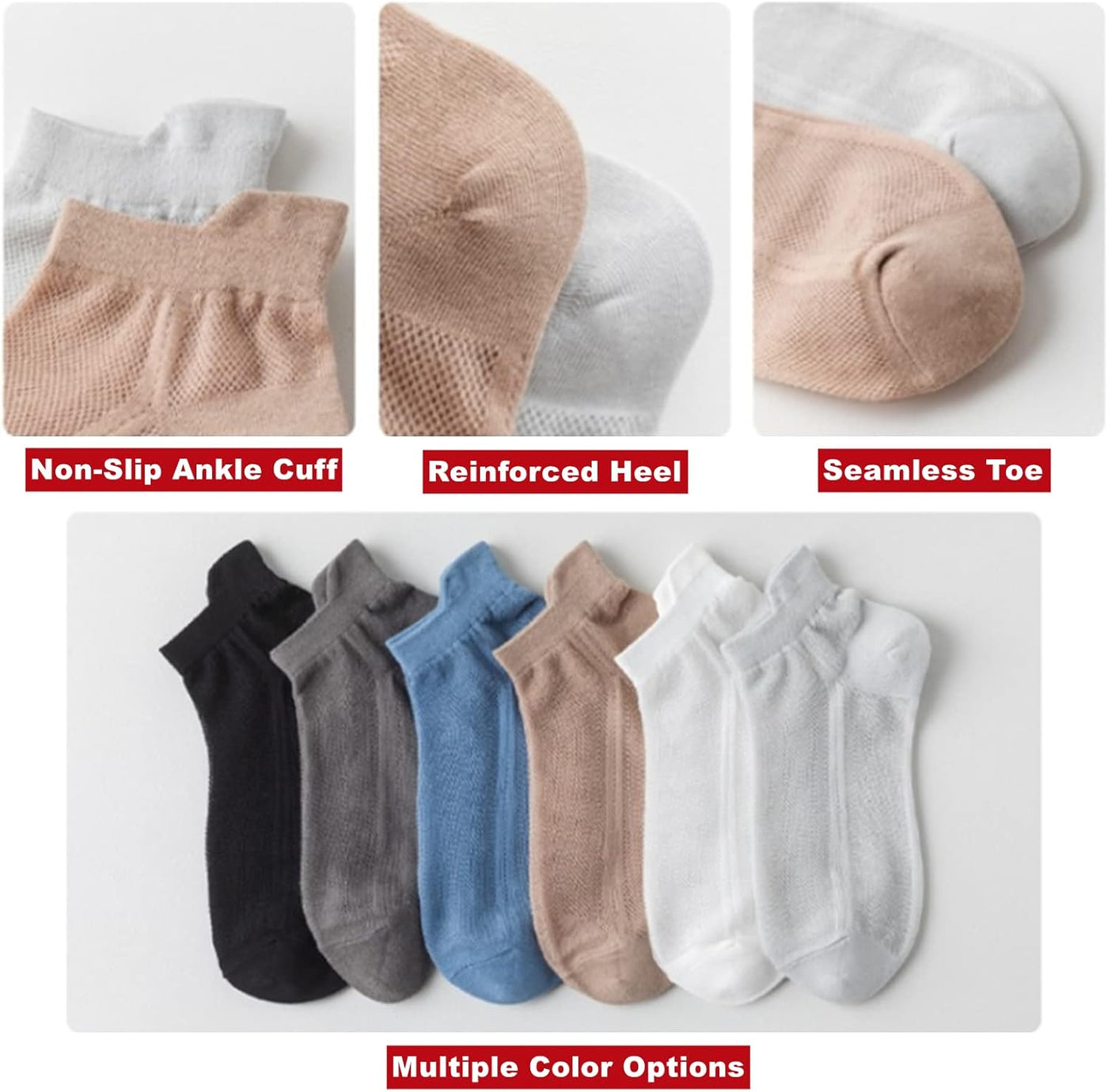 Ultra-Thin Breathable Cotton Mesh Ankle Socks