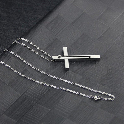 Retractable Toothpick Necklace with Stainless Steel Cross Pendant