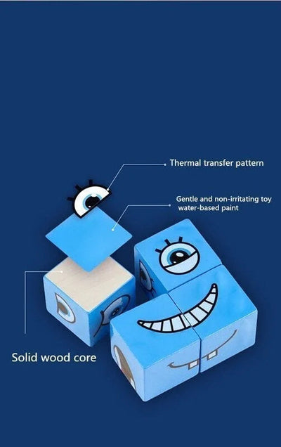 🎁2025 Parent-child Interactive Games Face-Changing Magic Cube Building Blocks