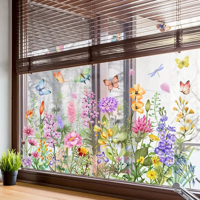 💐 Colorful Floral Bouquet Window Sticker 🖼️ (Removable without leaving marks)