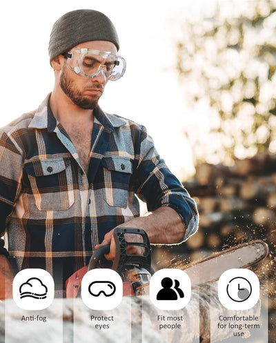 Anti-Fog Safety Goggles Over Glasses