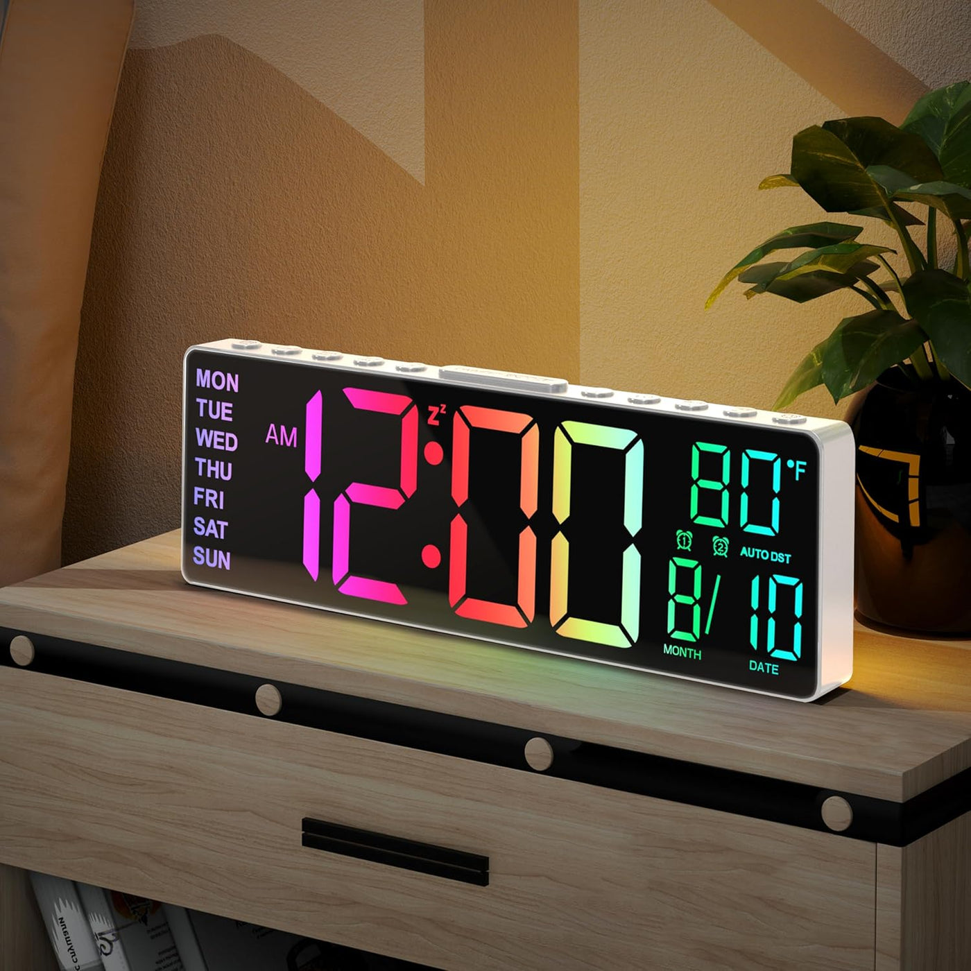 10.5'' Digital Large Alarm Clock with 8-in-1 RGB Colors