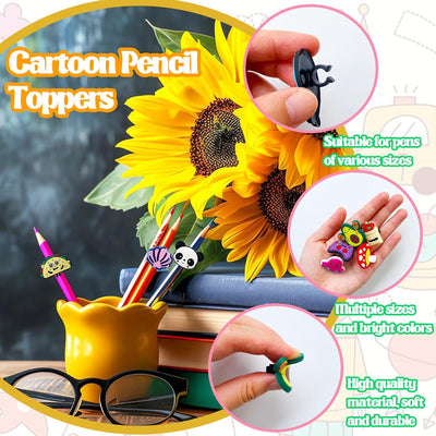 100 Pcs Cute Pencil Topper Decoation